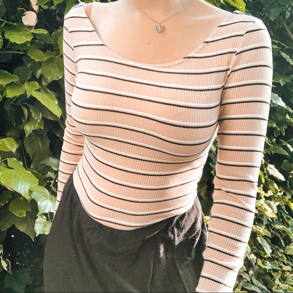 Long Sleeve Pink Striped Bodysuit